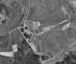 Aerial photo taken 27 April 2004 of the area of the crash of United Airlines Flight 93 in Shanksville, PA (USGS)